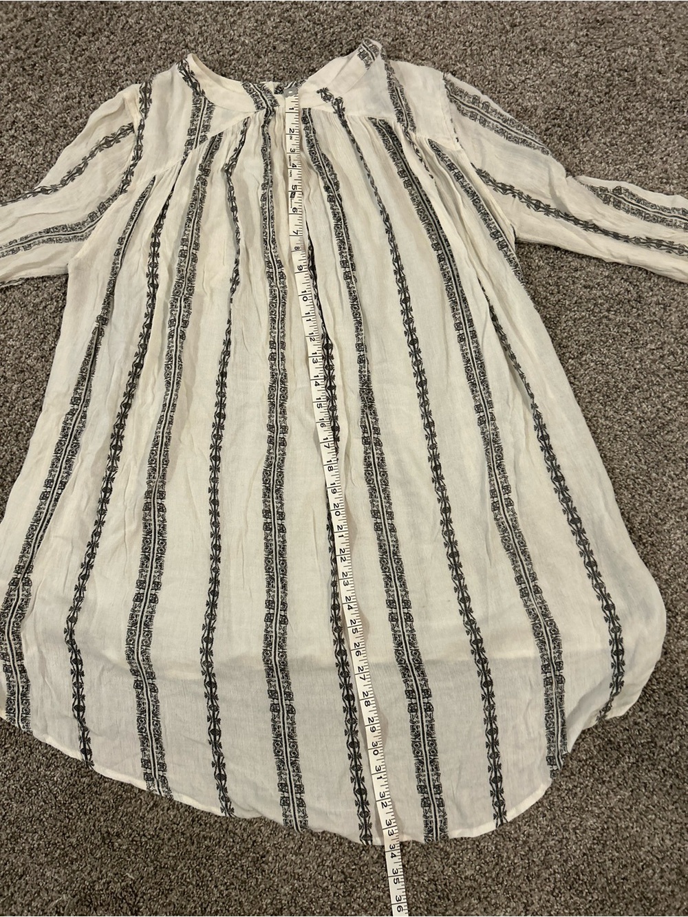 Free People Striped Peasant Blouse - hi-low cut in Medium - Picture 10 of 12